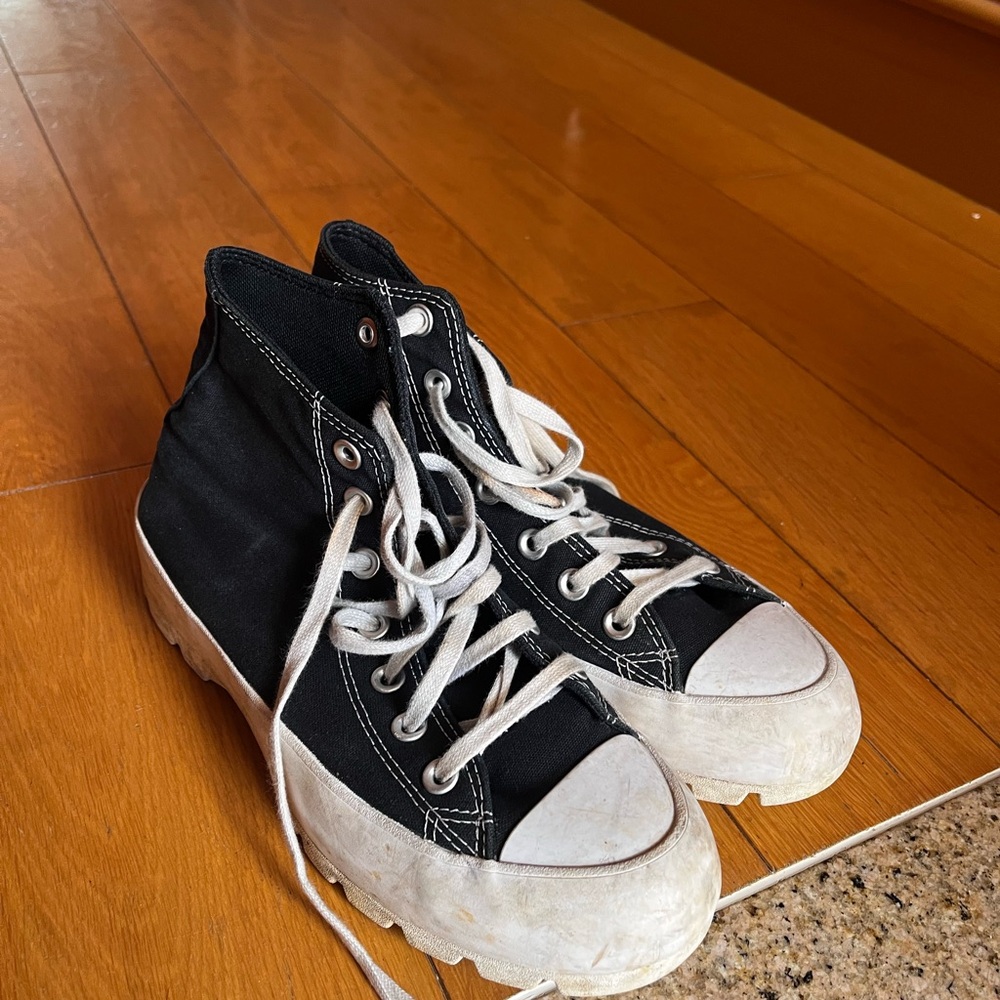Converse Lugged Black and White High-Top Sneakers